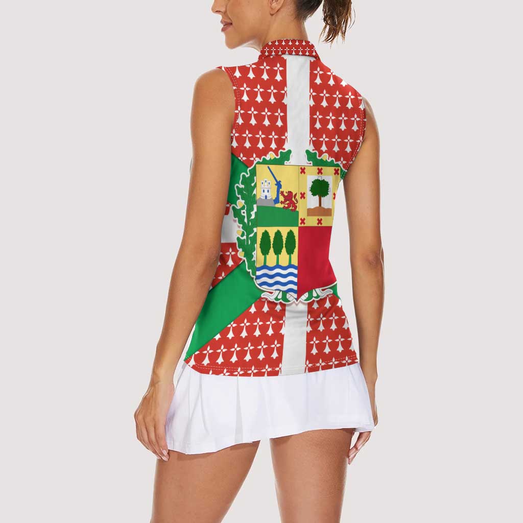 Basque Country Flag Women Sleeveless Polo Shirt Autonomous Community of Spain - Wonder Print Shop
