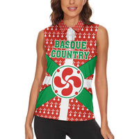 Basque Country Flag Women Sleeveless Polo Shirt Autonomous Community of Spain - Wonder Print Shop