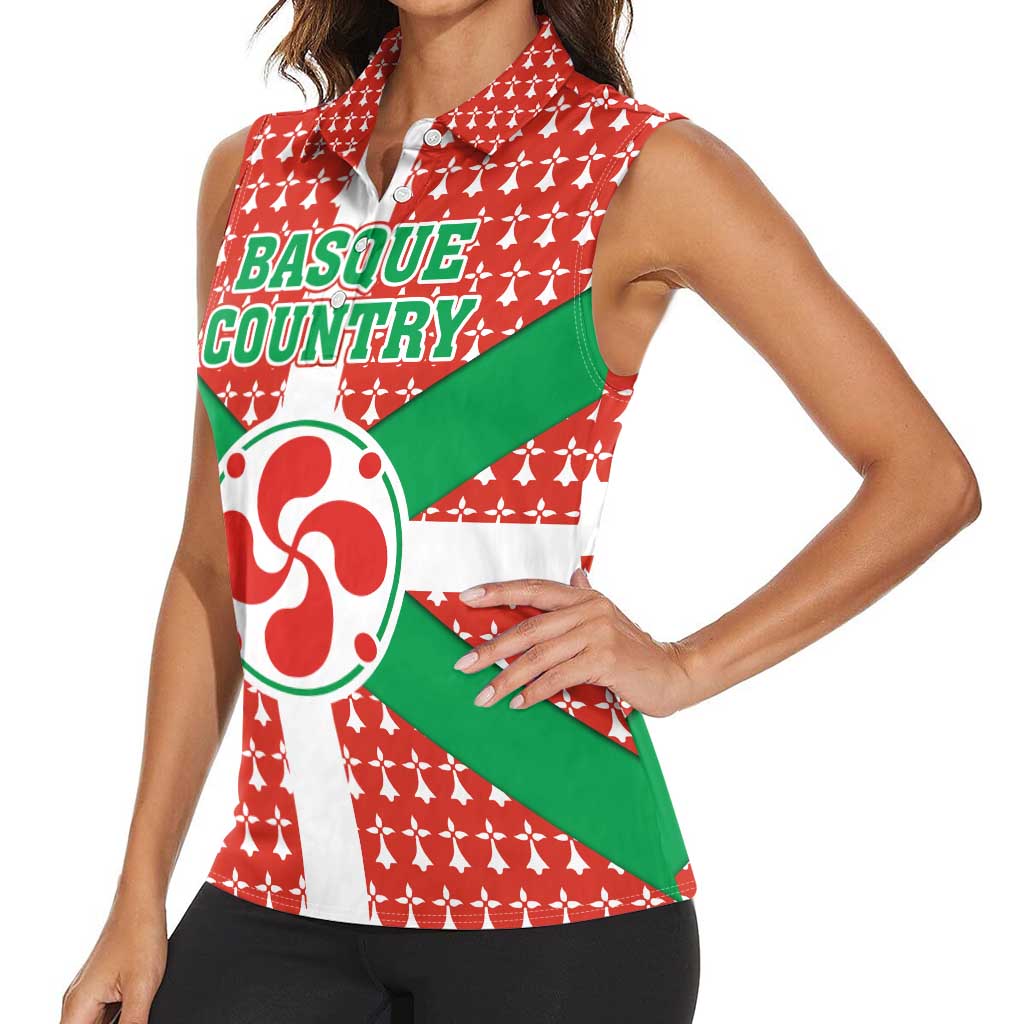 Basque Country Flag Women Sleeveless Polo Shirt Autonomous Community of Spain - Wonder Print Shop
