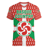 Basque Country Flag Women V-Neck T-Shirt Autonomous Community of Spain - Wonder Print Shop
