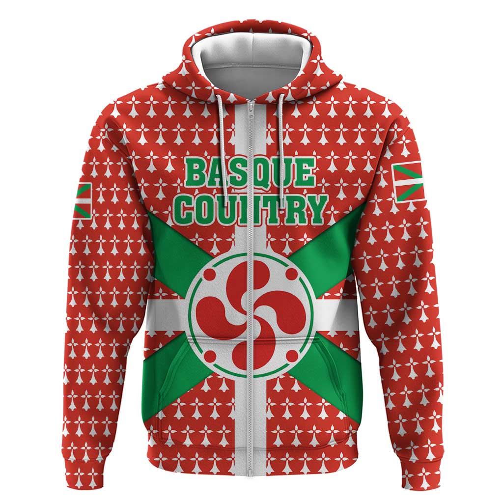 Basque Country Flag Zip Hoodie Autonomous Community of Spain - Wonder Print Shop