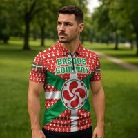 Basque Country Flag Zipper Polo Shirt Autonomous Community of Spain - Wonder Print Shop
