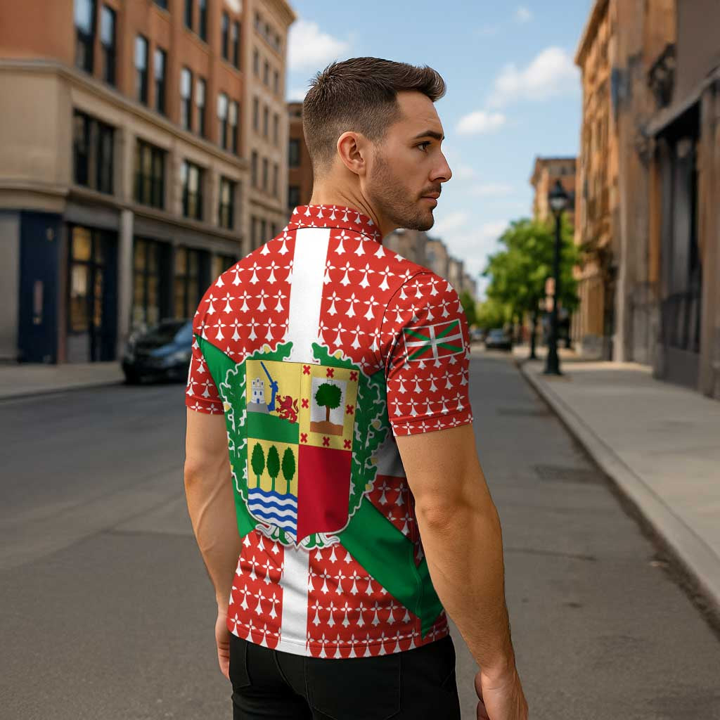 Basque Country Flag Zipper Polo Shirt Autonomous Community of Spain - Wonder Print Shop