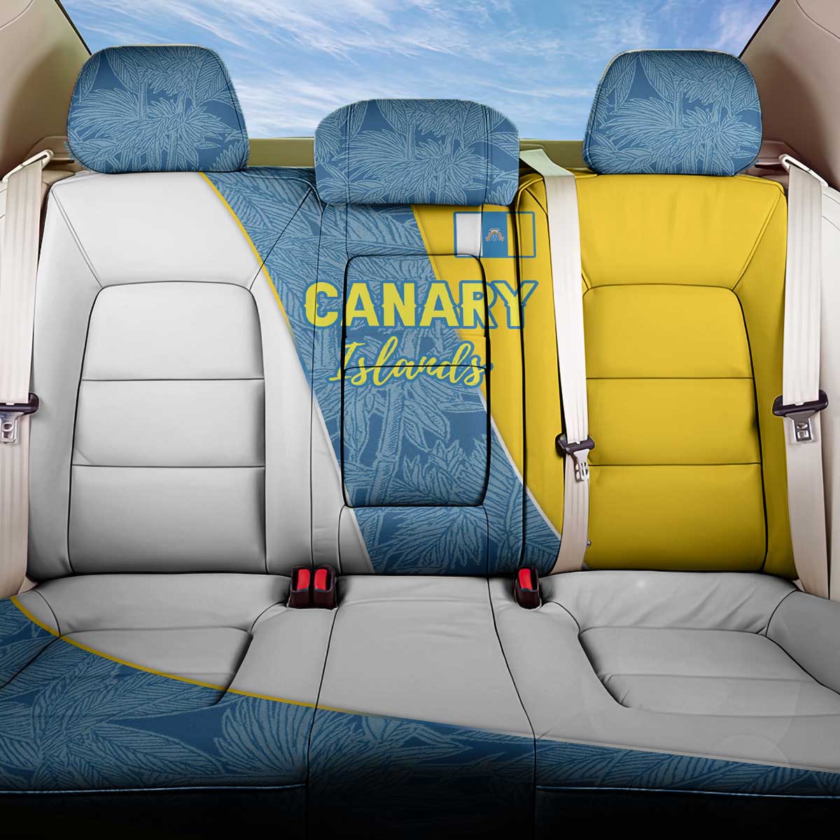 Canary Islands Flag Back Car Seat Cover Autonomous Community of Spain - Wonder Print Shop