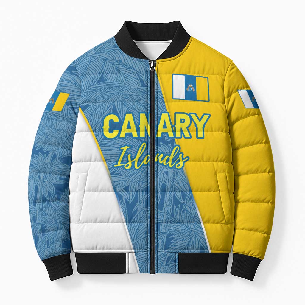 Canary Islands Flag Bomber Puffer Jacket Autonomous Community of Spain - Wonder Print Shop