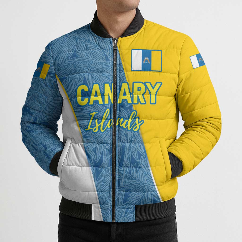 Canary Islands Flag Bomber Puffer Jacket Autonomous Community of Spain - Wonder Print Shop