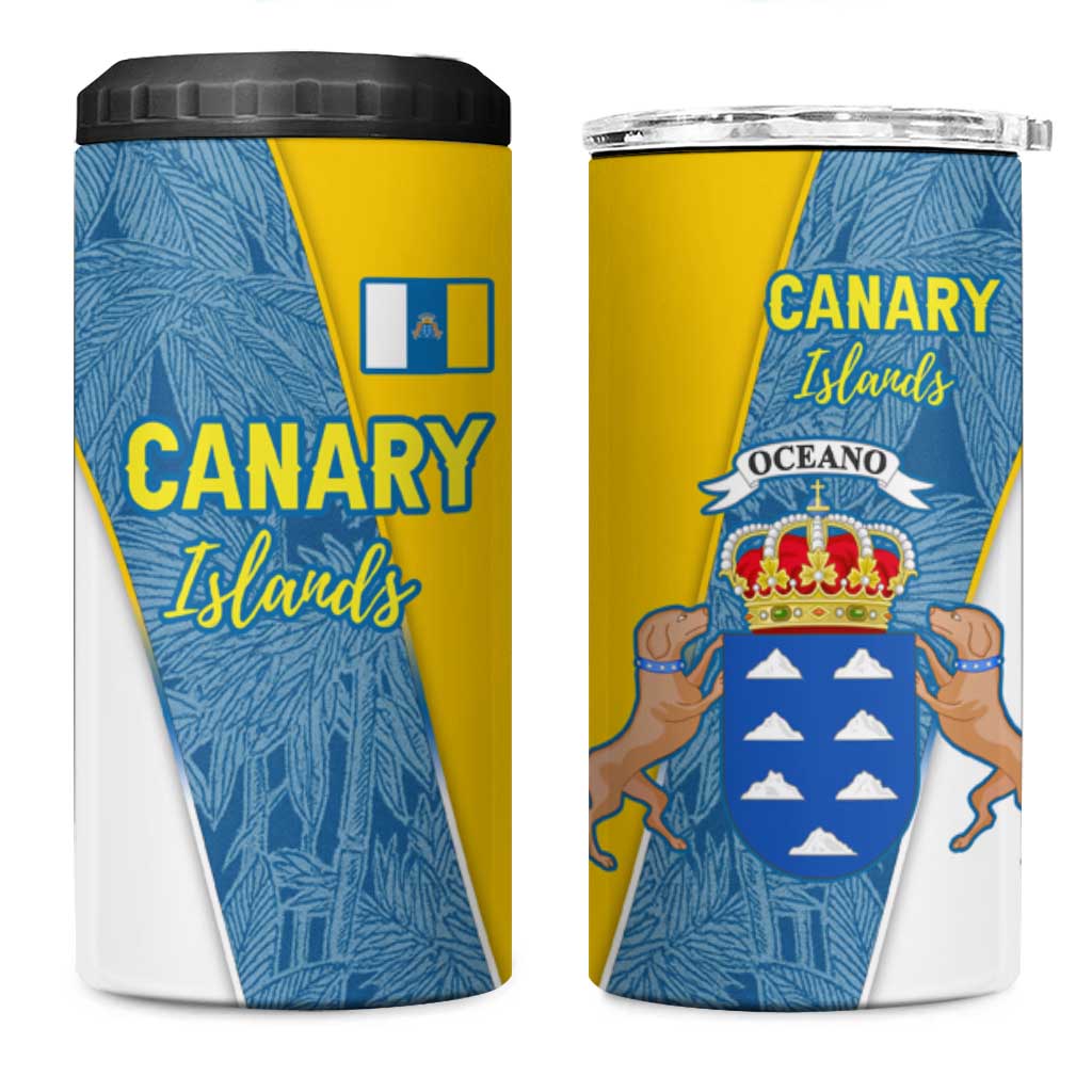 Canary Islands Flag 4 in 1 Can Cooler Tumbler Autonomous Community of Spain - Wonder Print Shop