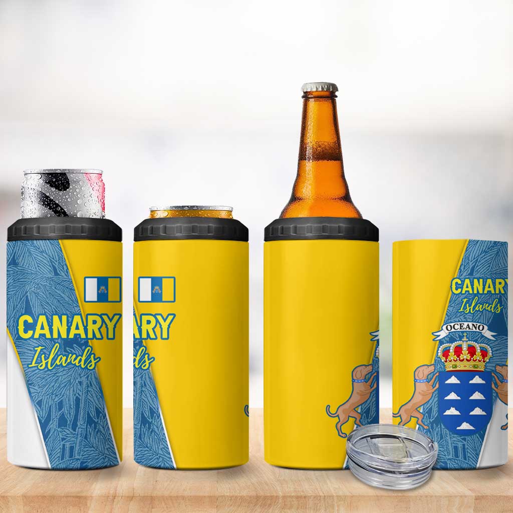 Canary Islands Flag 4 in 1 Can Cooler Tumbler Autonomous Community of Spain - Wonder Print Shop
