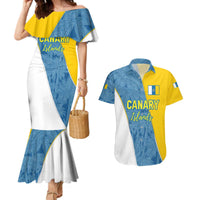 Canary Islands Flag Couples Matching Mermaid Dress and Hawaiian Shirt Autonomous Community of Spain - Wonder Print Shop