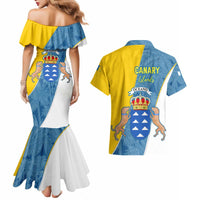 Canary Islands Flag Couples Matching Mermaid Dress and Hawaiian Shirt Autonomous Community of Spain - Wonder Print Shop