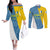 Canary Islands Flag Couples Matching Off The Shoulder Long Sleeve Dress and Long Sleeve Button Shirt Autonomous Community of Spain - Wonder Print Shop