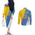 Canary Islands Flag Couples Matching Off The Shoulder Long Sleeve Dress and Long Sleeve Button Shirt Autonomous Community of Spain - Wonder Print Shop