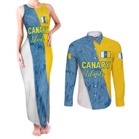 Canary Islands Flag Couples Matching Tank Maxi Dress and Long Sleeve Button Shirt Autonomous Community of Spain - Wonder Print Shop
