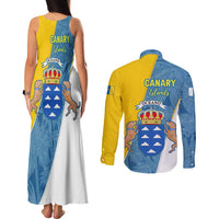 Canary Islands Flag Couples Matching Tank Maxi Dress and Long Sleeve Button Shirt Autonomous Community of Spain - Wonder Print Shop