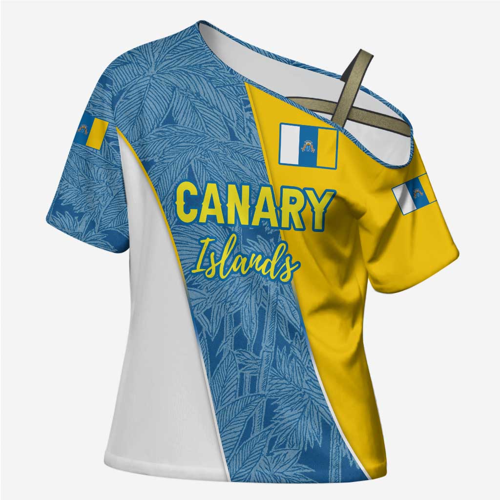 Canary Islands Flag Cross Shoulder Shirt Autonomous Community of Spain - Wonder Print Shop