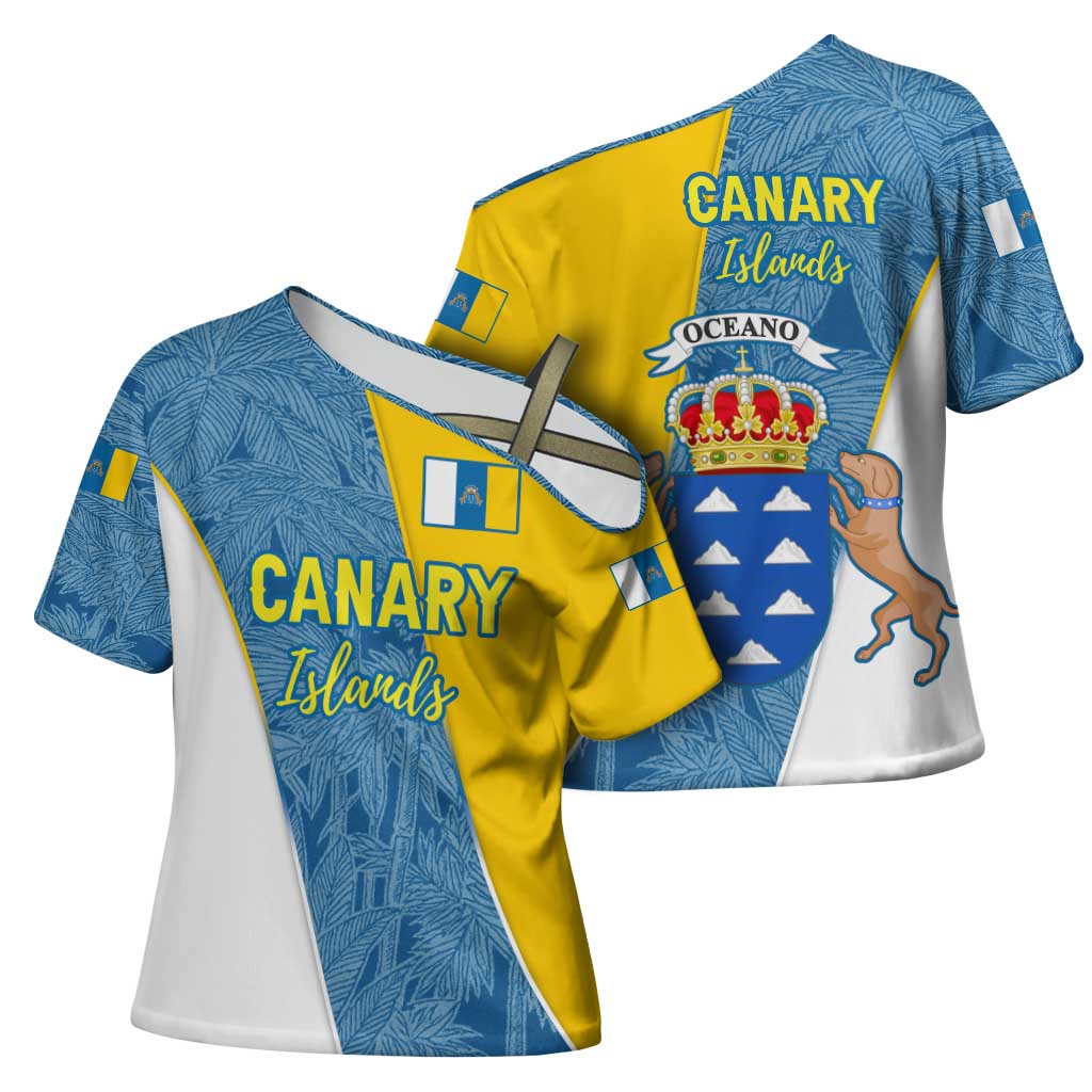 Canary Islands Flag Cross Shoulder Shirt Autonomous Community of Spain - Wonder Print Shop