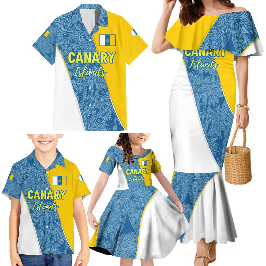 Canary Islands Flag Family Matching Mermaid Dress and Hawaiian Shirt Autonomous Community of Spain - Wonder Print Shop