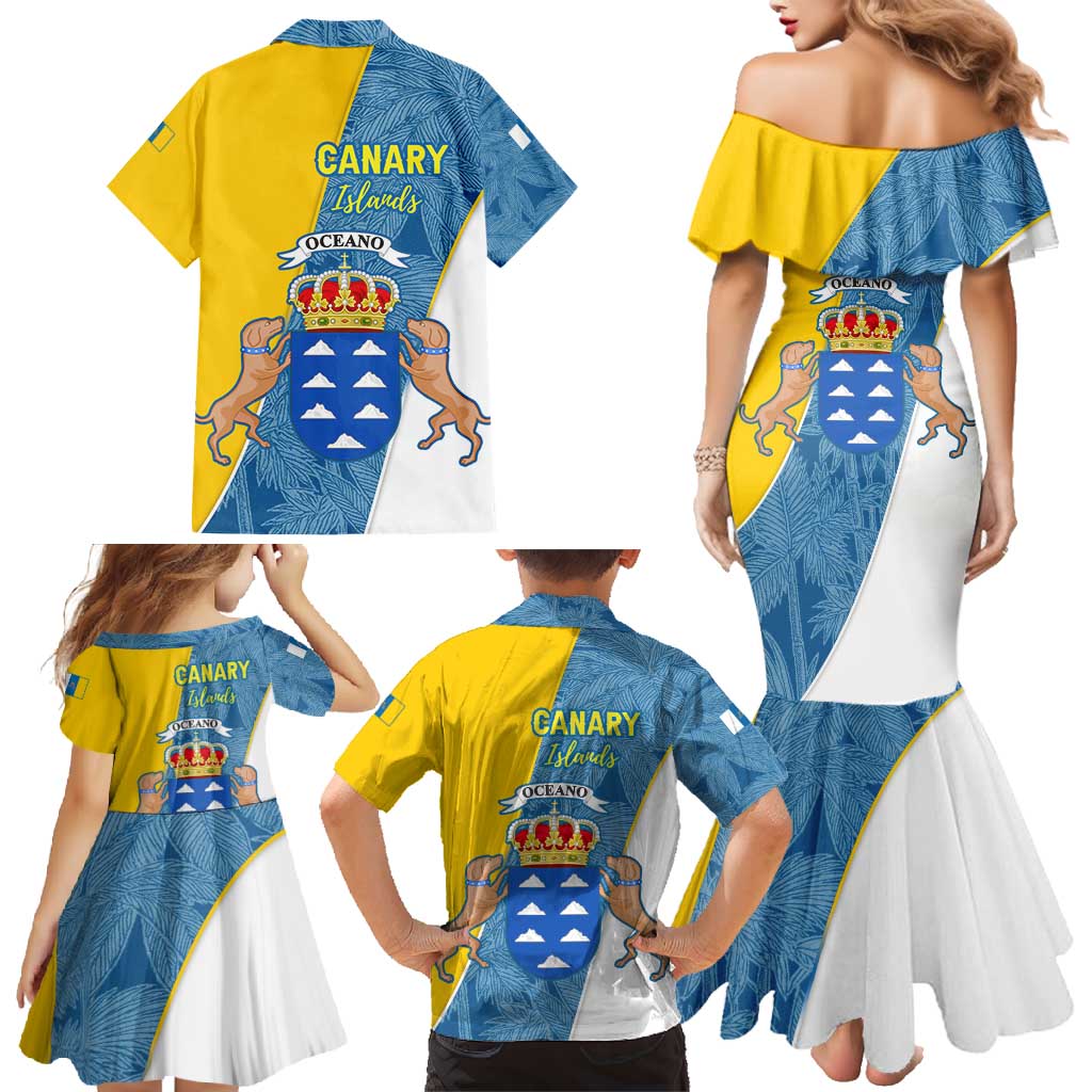 Canary Islands Flag Family Matching Mermaid Dress and Hawaiian Shirt Autonomous Community of Spain - Wonder Print Shop