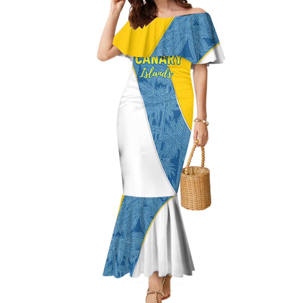 Canary Islands Flag Family Matching Mermaid Dress and Hawaiian Shirt Autonomous Community of Spain - Wonder Print Shop