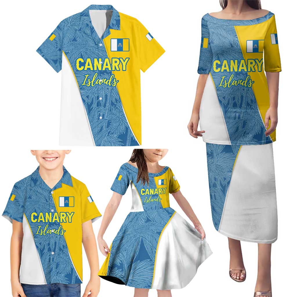 Canary Islands Flag Family Matching Puletasi and Hawaiian Shirt Autonomous Community of Spain - Wonder Print Shop