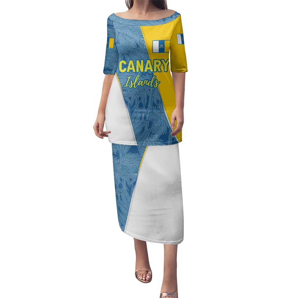 Canary Islands Flag Family Matching Puletasi and Hawaiian Shirt Autonomous Community of Spain - Wonder Print Shop