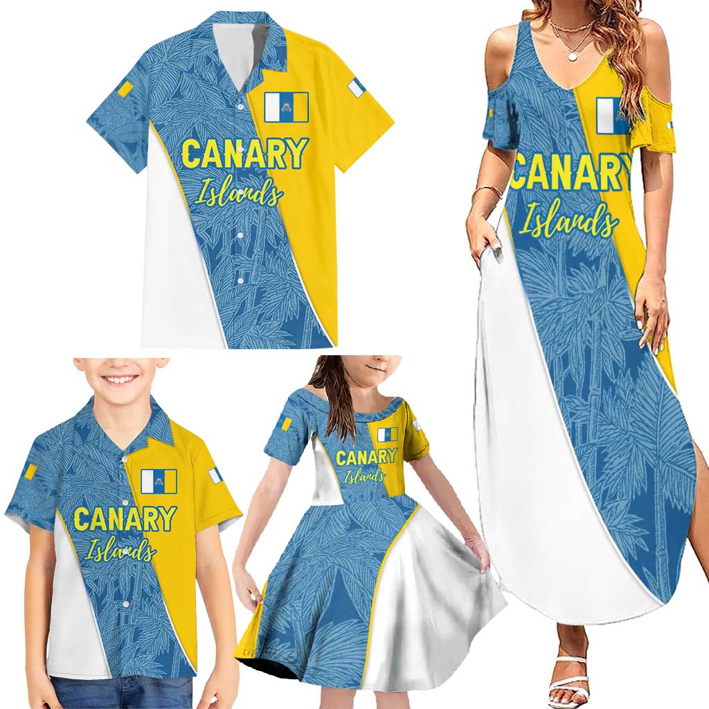 Canary Islands Flag Family Matching Summer Maxi Dress and Hawaiian Shirt Autonomous Community of Spain - Wonder Print Shop