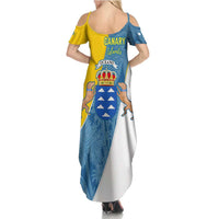 Canary Islands Flag Family Matching Summer Maxi Dress and Hawaiian Shirt Autonomous Community of Spain - Wonder Print Shop