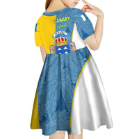 Canary Islands Flag Kid Short Sleeve Dress Autonomous Community of Spain - Wonder Print Shop