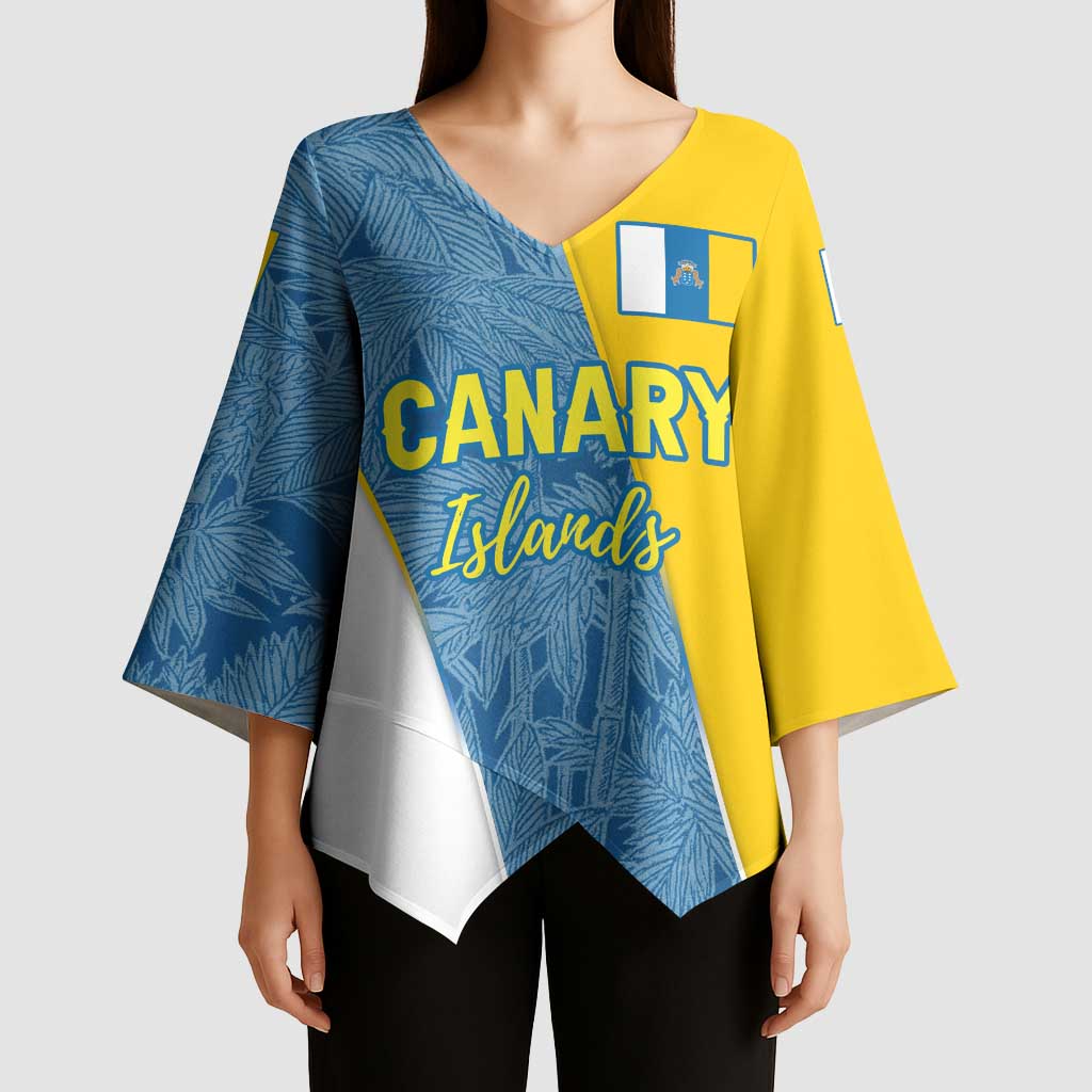 Canary Islands Flag Kimono Sleeve Blouse Autonomous Community of Spain - Wonder Print Shop