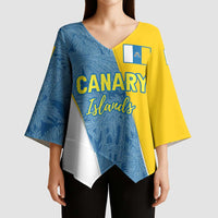 Canary Islands Flag Kimono Sleeve Blouse Autonomous Community of Spain - Wonder Print Shop