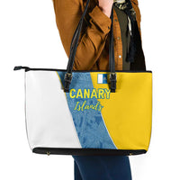 Canary Islands Flag Leather Tote Bag Autonomous Community of Spain - Wonder Print Shop