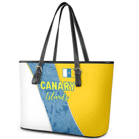Canary Islands Flag Leather Tote Bag Autonomous Community of Spain - Wonder Print Shop