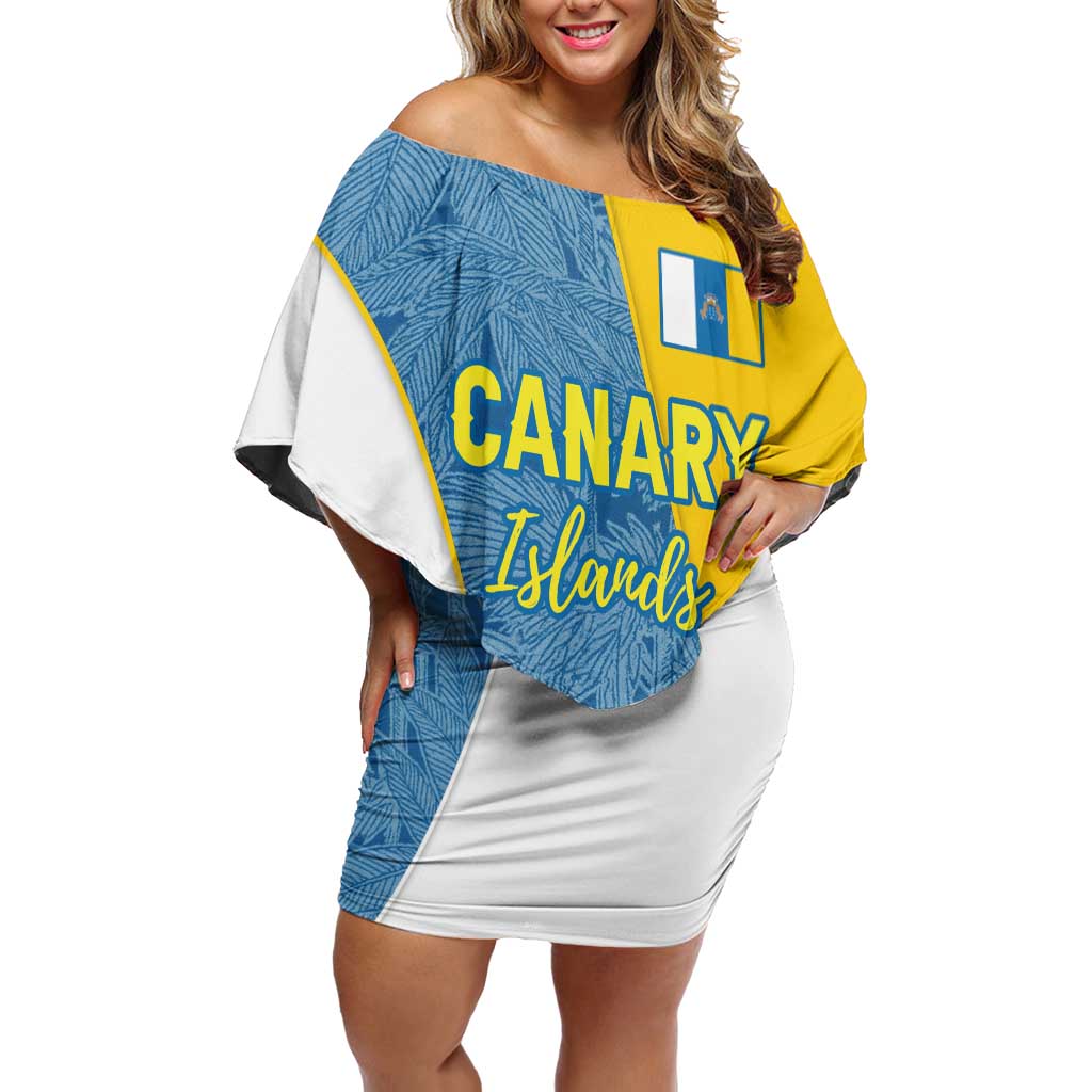 Canary Islands Flag Off Shoulder Short Dress Autonomous Community of Spain - Wonder Print Shop