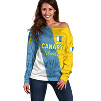 Canary Islands Flag Off Shoulder Sweater Autonomous Community of Spain - Wonder Print Shop