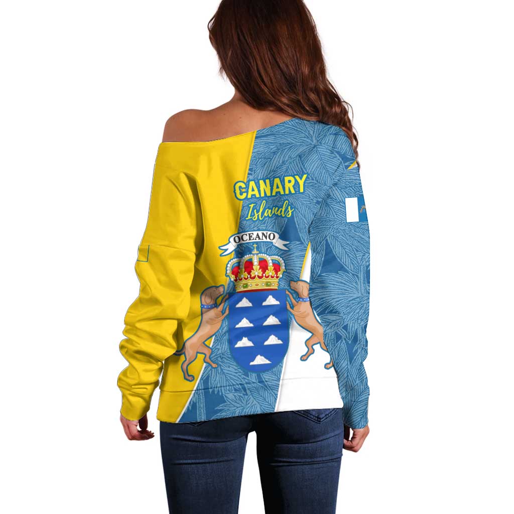Canary Islands Flag Off Shoulder Sweater Autonomous Community of Spain - Wonder Print Shop