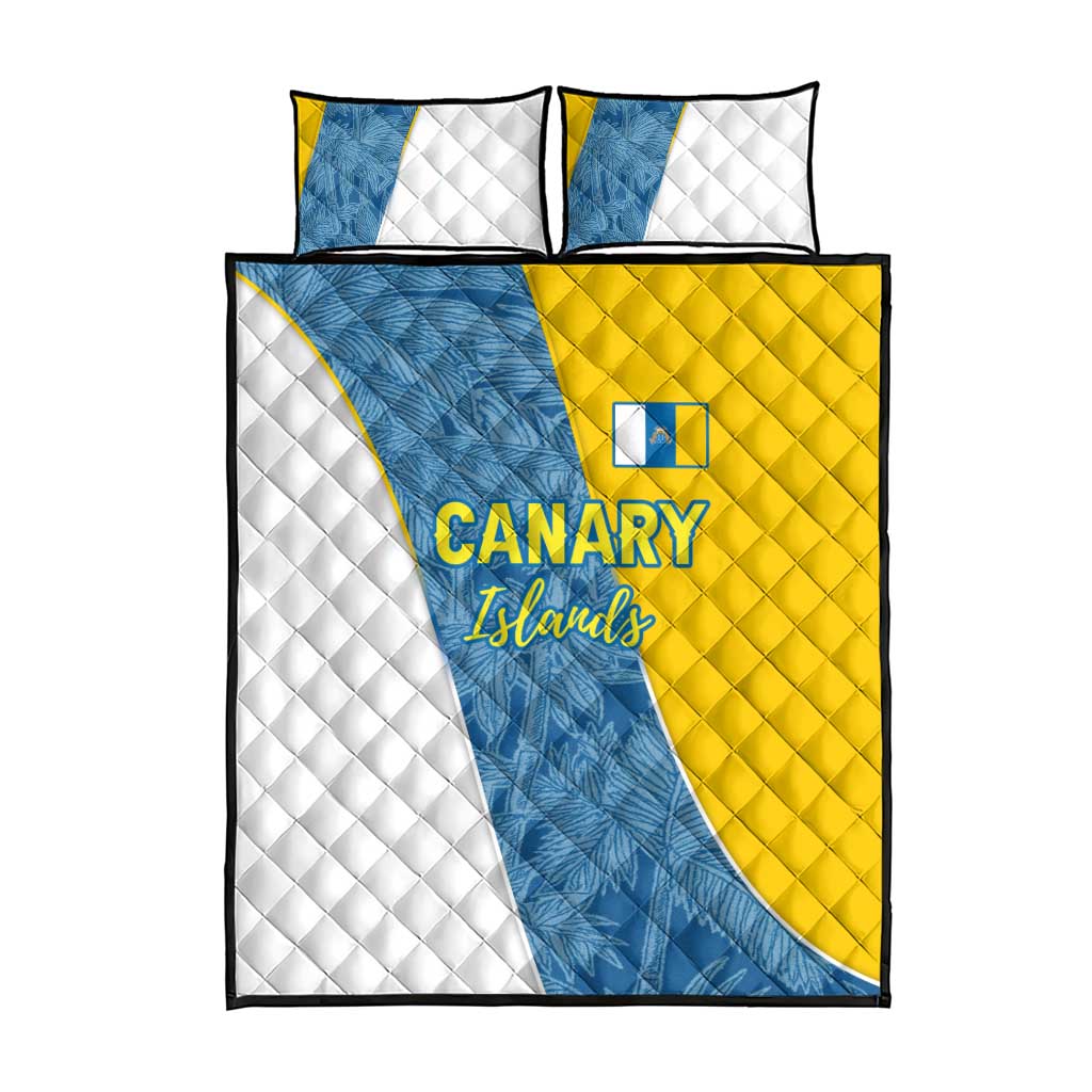 Canary Islands Flag Quilt Bed Set Autonomous Community of Spain - Wonder Print Shop