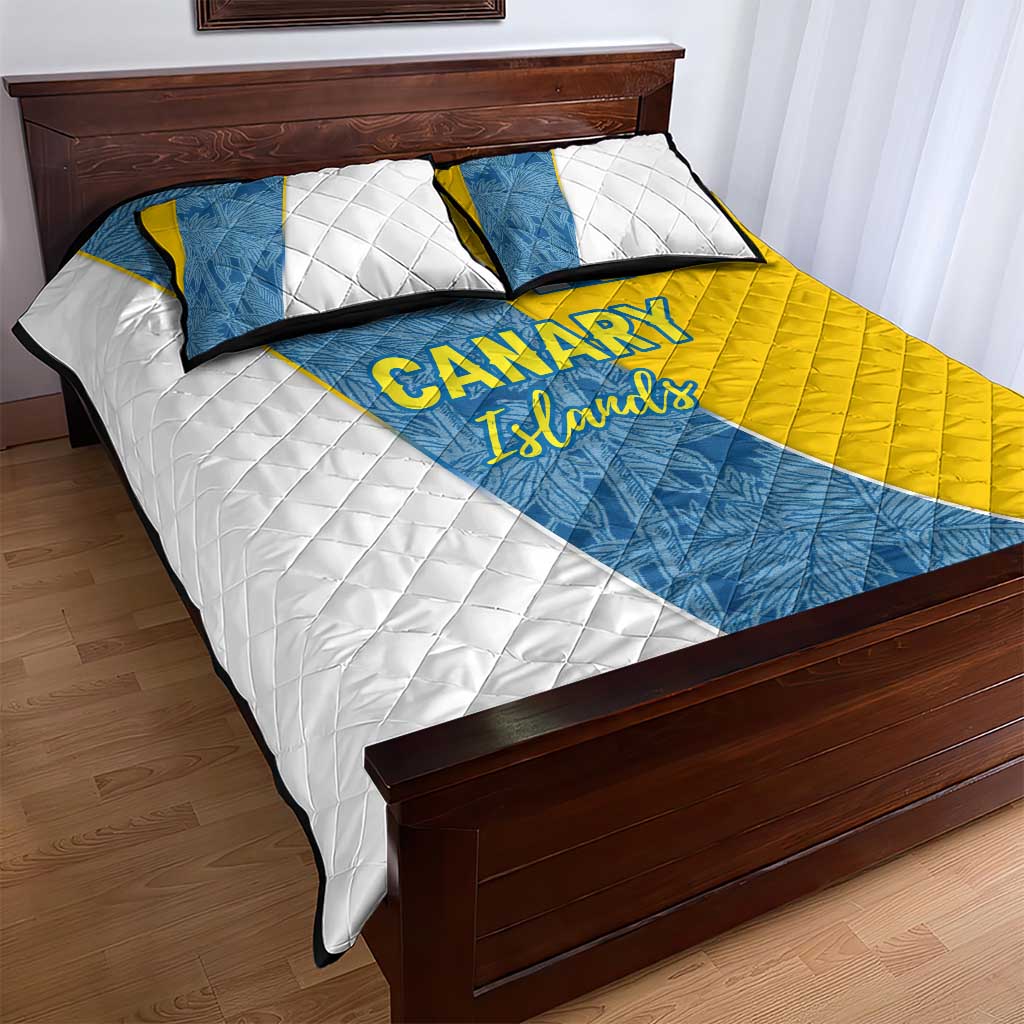 Canary Islands Flag Quilt Bed Set Autonomous Community of Spain - Wonder Print Shop