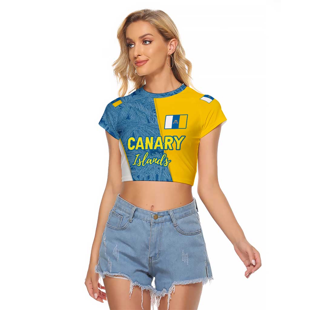 Canary Islands Flag Raglan Cropped T Shirt Autonomous Community of Spain - Wonder Print Shop