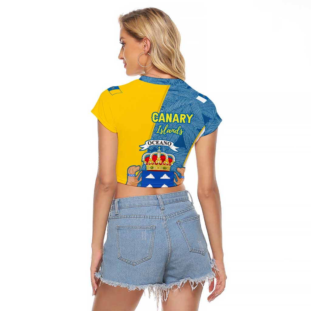 Canary Islands Flag Raglan Cropped T Shirt Autonomous Community of Spain - Wonder Print Shop