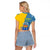 Canary Islands Flag Raglan Cropped T Shirt Autonomous Community of Spain - Wonder Print Shop