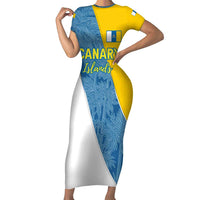 Canary Islands Flag Short Sleeve Bodycon Dress Autonomous Community of Spain - Wonder Print Shop