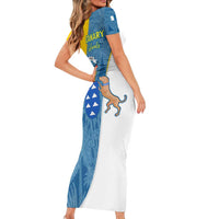 Canary Islands Flag Short Sleeve Bodycon Dress Autonomous Community of Spain - Wonder Print Shop