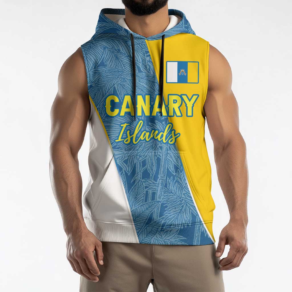 Canary Islands Flag Sleeveless Hoodie Autonomous Community of Spain - Wonder Print Shop