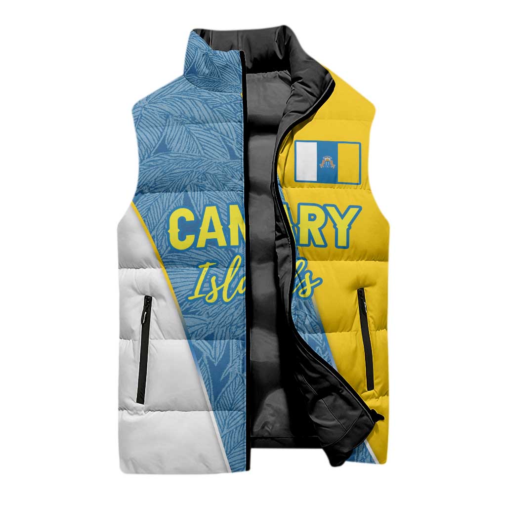 Canary Islands Flag Sleeveless Puffer Jacket Autonomous Community of Spain - Wonder Print Shop