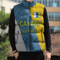 Canary Islands Flag Sleeveless Puffer Jacket Autonomous Community of Spain - Wonder Print Shop