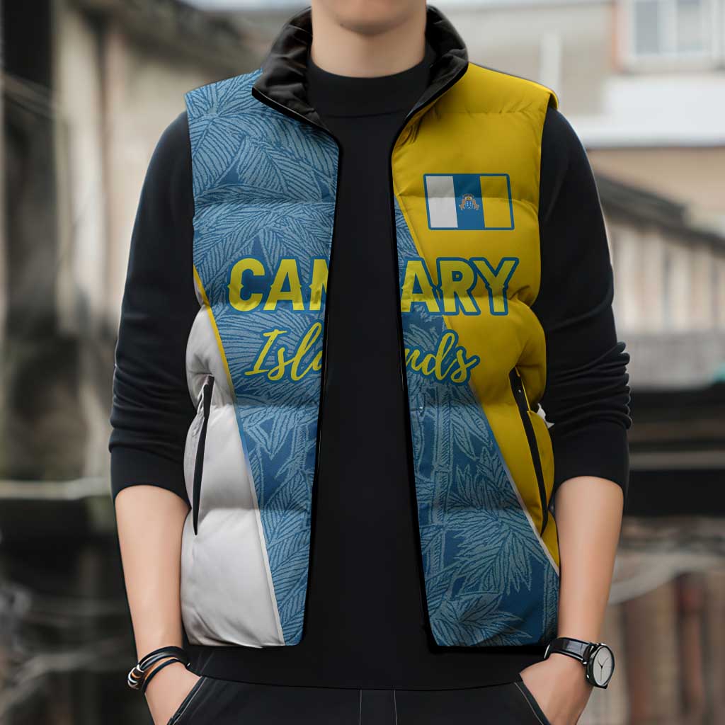 Canary Islands Flag Sleeveless Puffer Jacket Autonomous Community of Spain - Wonder Print Shop