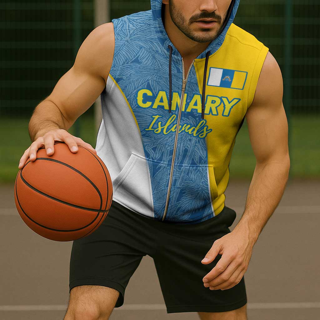 Canary Islands Flag Sleeveless Zip Hoodie Autonomous Community of Spain - Wonder Print Shop