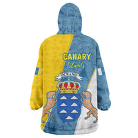 Canary Islands Flag Wearable Blanket Hoodie Autonomous Community of Spain - Wonder Print Shop