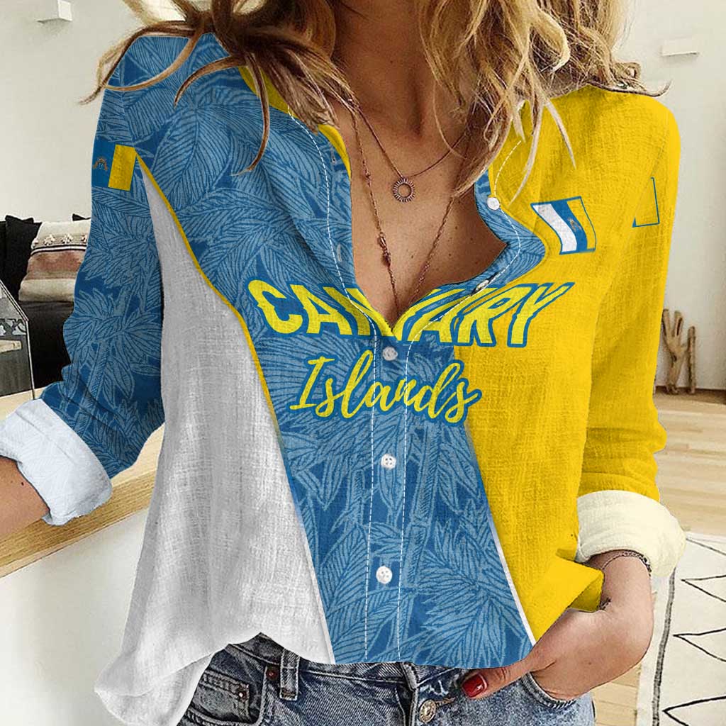 Canary Islands Flag Women Casual Shirt Autonomous Community of Spain - Wonder Print Shop