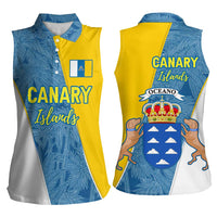 Canary Islands Flag Women Sleeveless Polo Shirt Autonomous Community of Spain - Wonder Print Shop